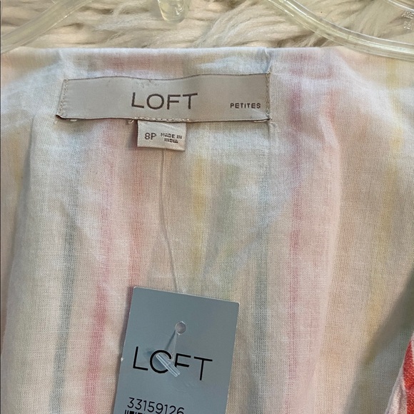 LOFT Colorful Striped Midi Summer Dress bottoms down size 8P brand new - Picture 10 of 12